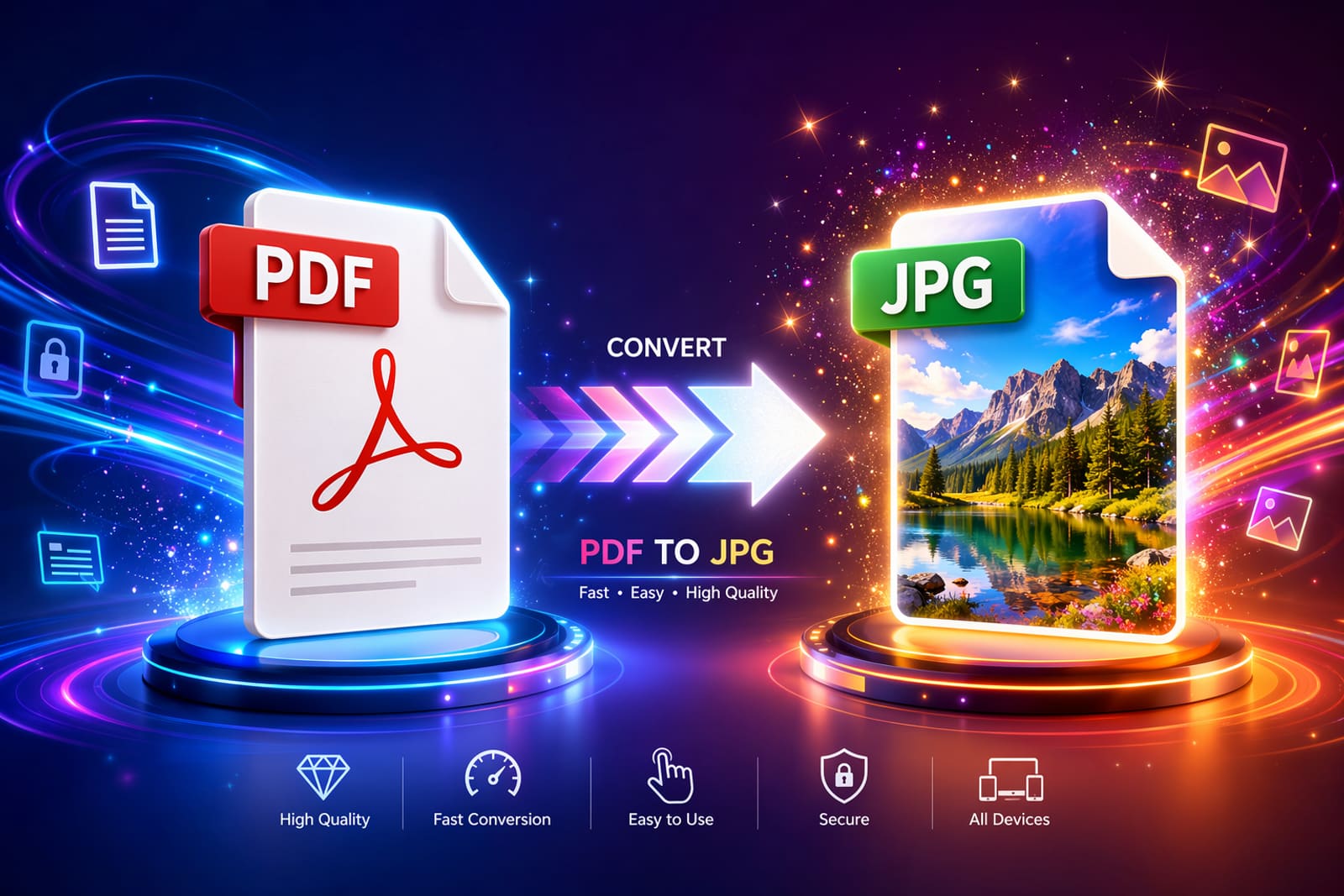Free PDF to JPG converter upload screen in a web browser